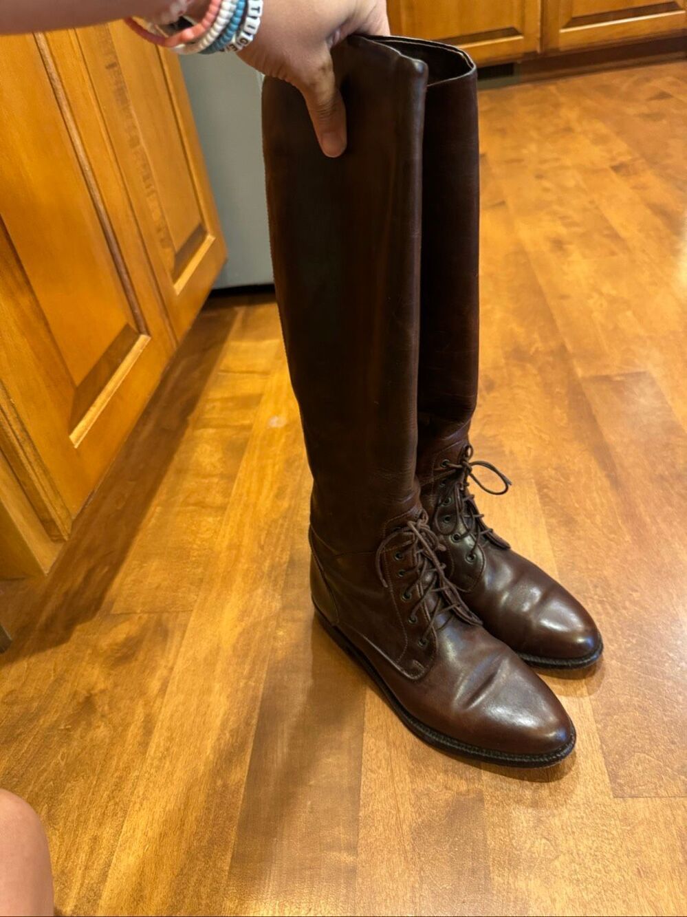 Vintage Cole Haan Women’s 6B Brown Leather Tall Lace Up Riding Boots